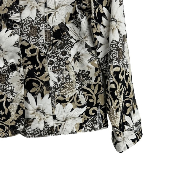 Appleseed’s Petites Beige Floral Button Front Jacket Style A21764, 4P - Picture 5 of 9